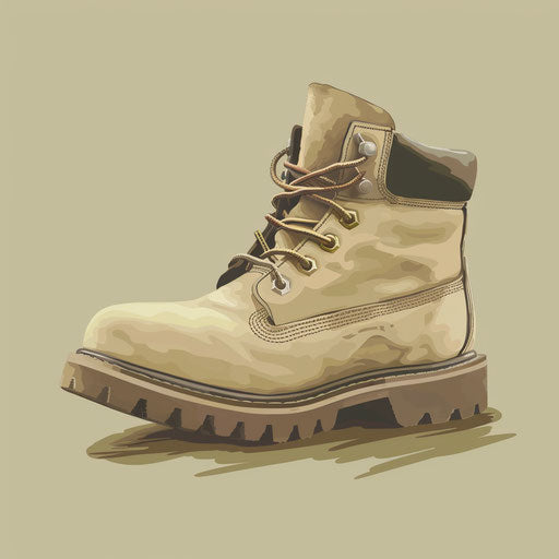 Clipart boots with soft gradients on olive background