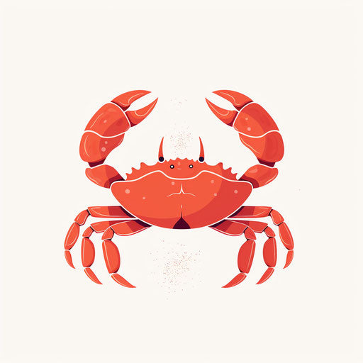 Minimalist style crab illustration on white background