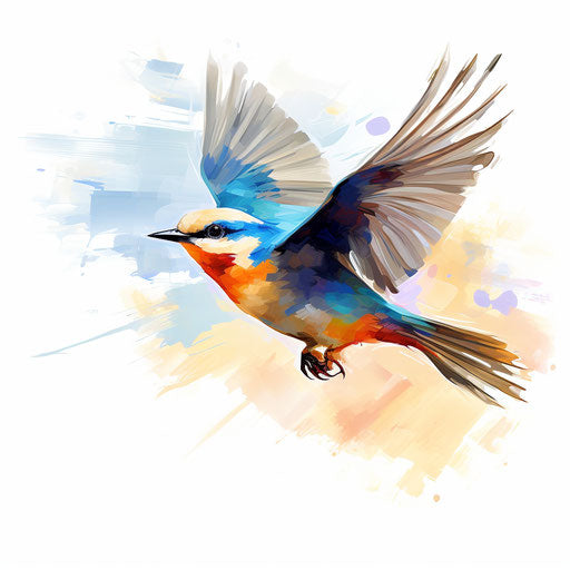 Flying bird illustration in Impressionistic Art style