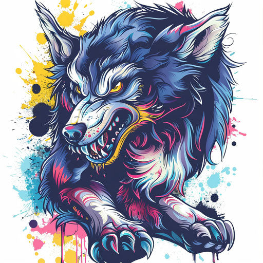 Playful cartoon sketch of a whimsical werewolf