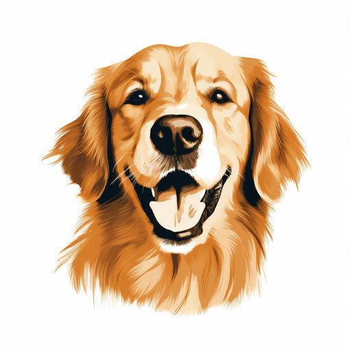 Golden retriever in Minimalist style on white background