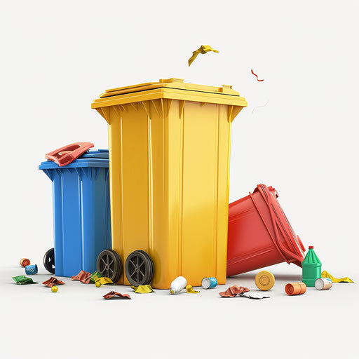 Realistic garbage artwork on a flat white background