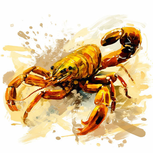 Scorpion clipart in the style of Impressionistic Art, on white background