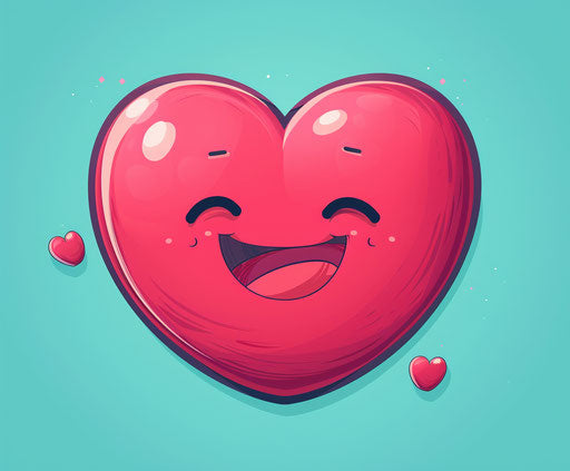 Small red heart smiling cute pink face