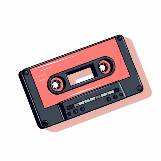 Minimalist style cassette illustration on white background