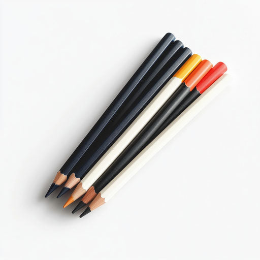 3D Colored Pencils on flat white background, isolated clipart
