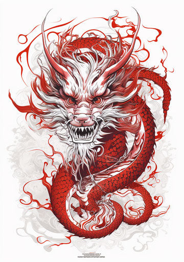 Enigmatic dragon in kimono, unique yokai illustrations