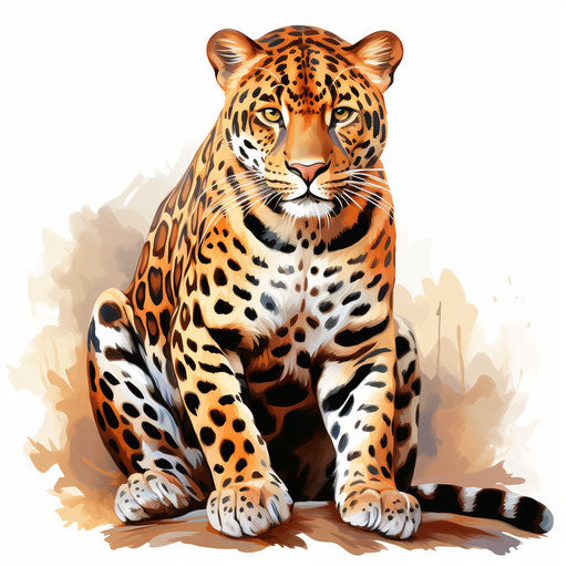 Leopard clipart in the style of Oil painting, on white background