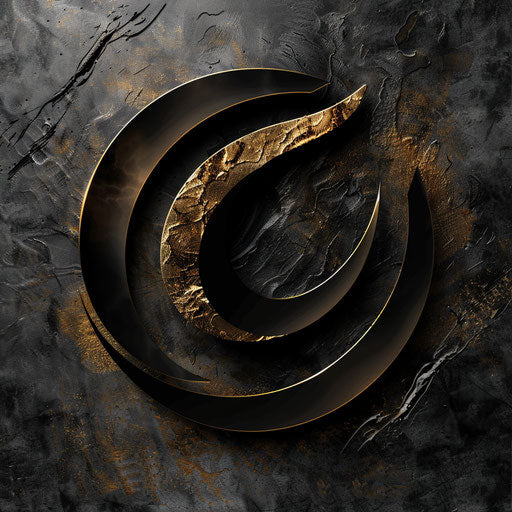 Luxury print logo on black and gold background, high-end style