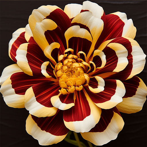 Captivating yellow and brown striped flower with leaves