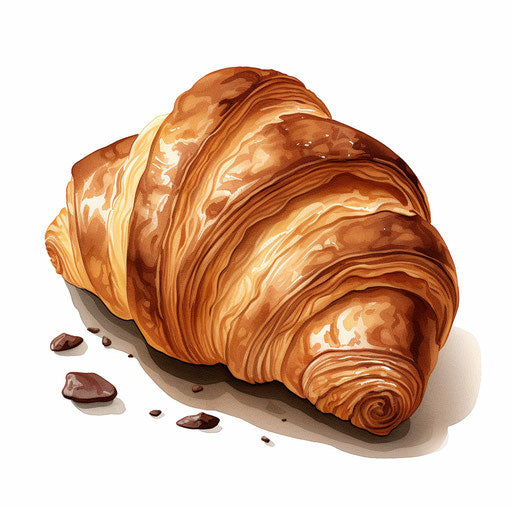 Croissant clipart in the style of chiaroscuro art on white background