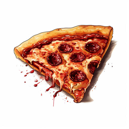 Pizza slice illustration in the style of Chiaroscuro Art