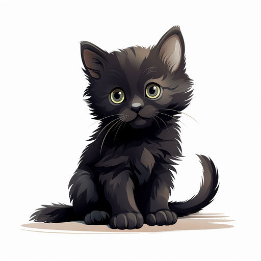 Kitten illustration in the style of Chiaroscuro Art, on white background
