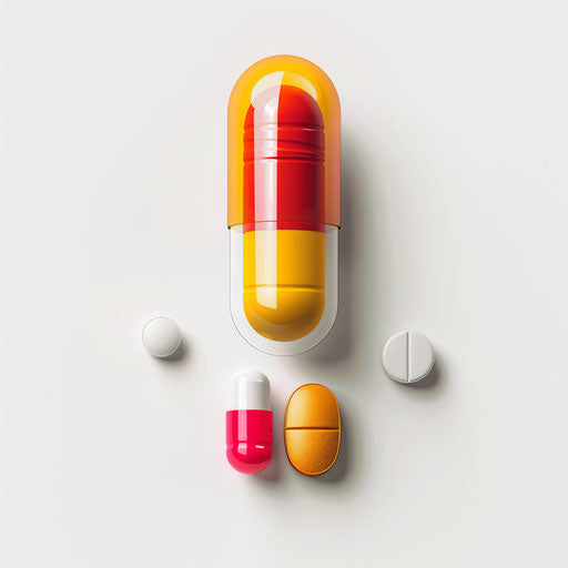 Realistic medication illustration on flat white background