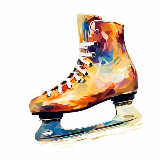 Ice skate clipart in the style of Impressionistic Art, on white background