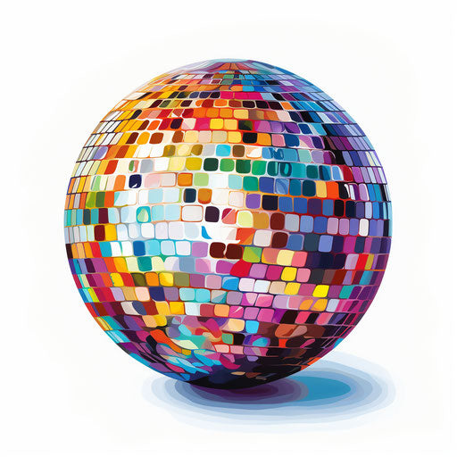 Disco ball clipart in the style of Oil painting, on a white background