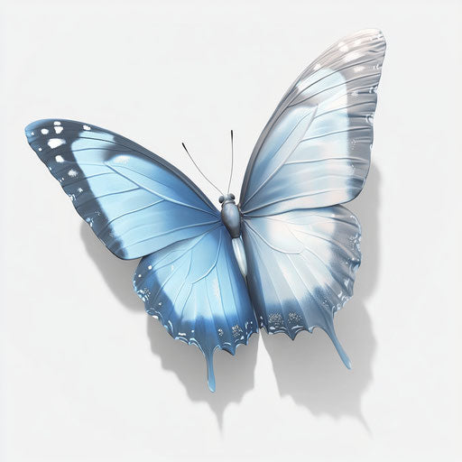 3D blue butterfly on flat white background