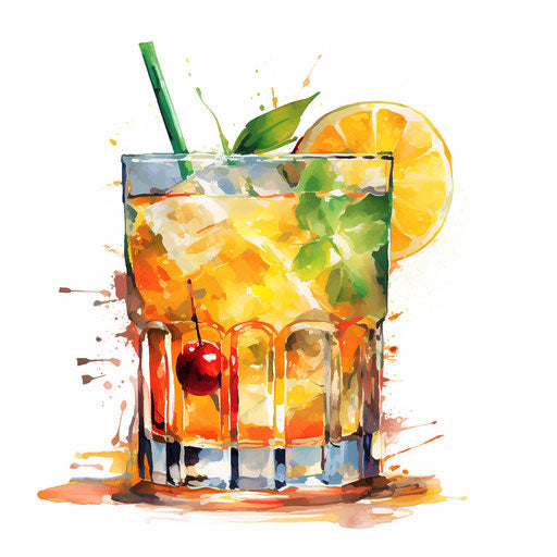 Impressionistic cocktail art on white background