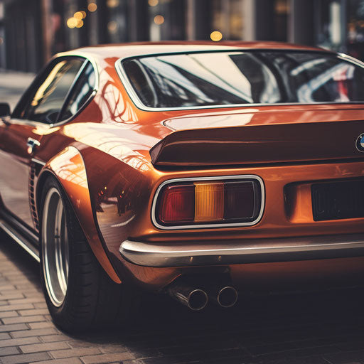 Classic BMW car with larger exhausts