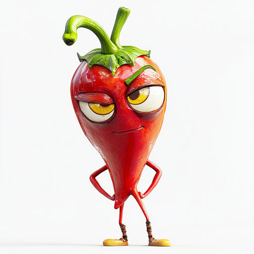 Humorous caricature of a chilli clipart with human characteristics
