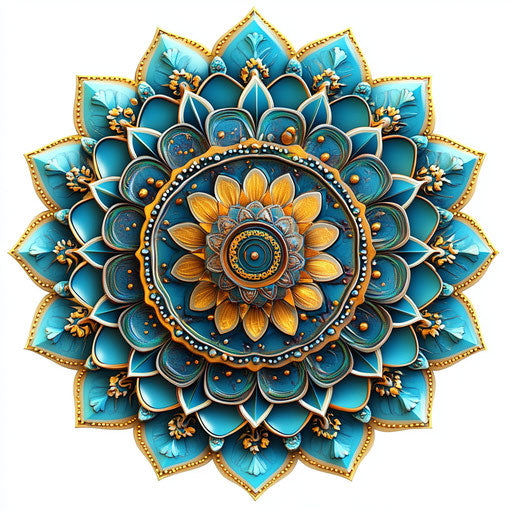 3D mandala on flat white background, isolated clipart