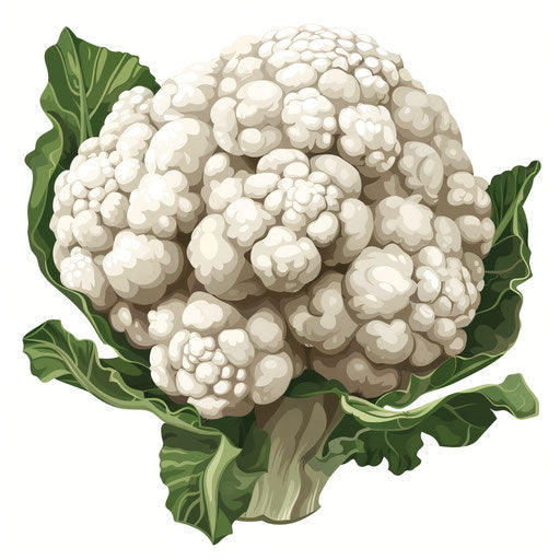 Realistic cauliflower clipart on white background, rich details