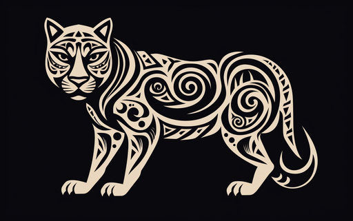 Tribal tiger tattoo designs, Mary Anning style, Papua New Guinea