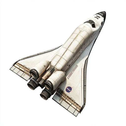 Realistic clipart of a space shuttle, high resolution, isolated