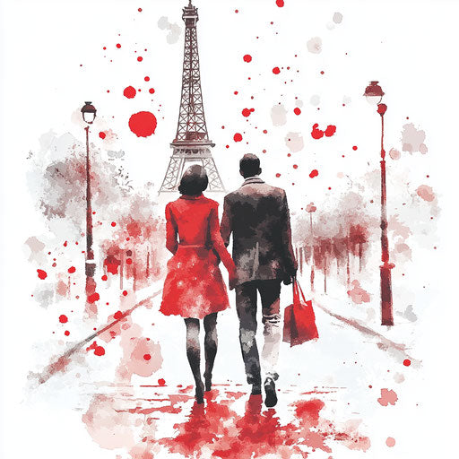 Elegant couple in love under the Eiffel Tower