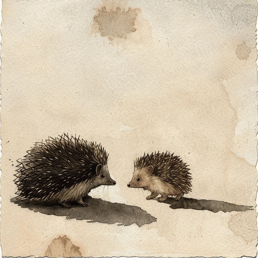 Hedgehog and its shadow at noon, a dual portrayal of form and companion