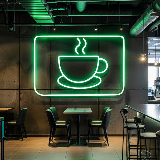 Restaurant logo in black and neon green with bold background
