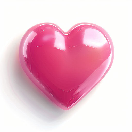 Realistic pink heart clipart on flat white background