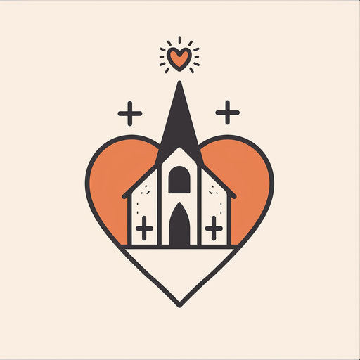 Symbol of a church with a heart-shaped heart