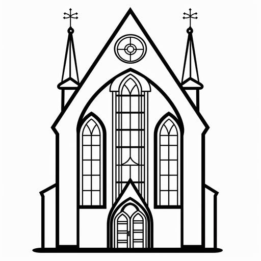 Church with stained glass coloring