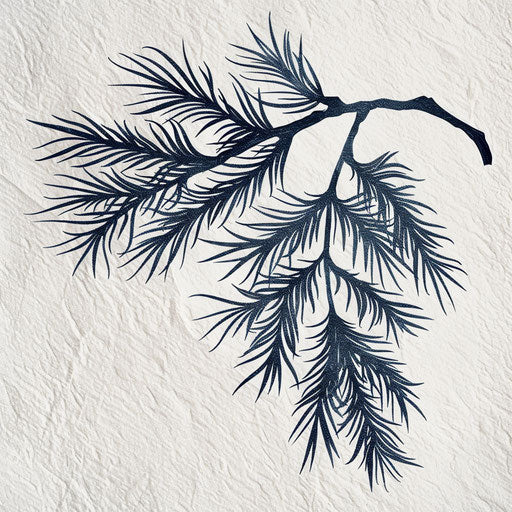Rustic tattoo design of a pine needle branch