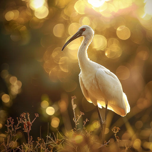 Ibis bird with soft lighting in a natural habitat
