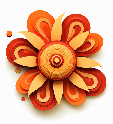 Orange spiral, flat shapes, wood sculptor