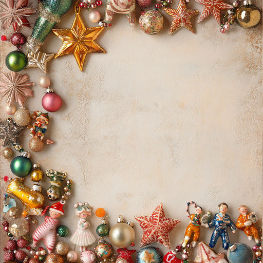 Antique Christmas ornaments border with a touch of nostalgia