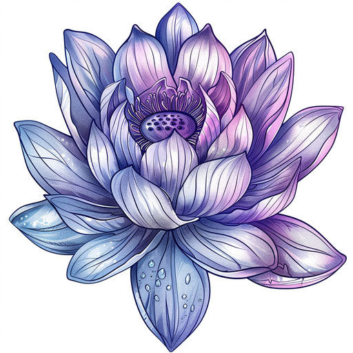 Flat tattoo sketch clipart style of a lotus flower in full bloom