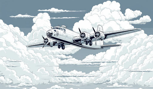 Plane and airplane in sky, meticulous inking style, military scenes, animated gifs