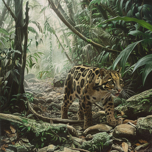 The Bornean clouded leopard in the rainforest