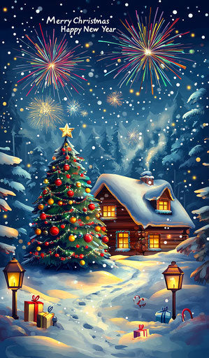 Caricature clipart Merry Christmas and Happy New Year