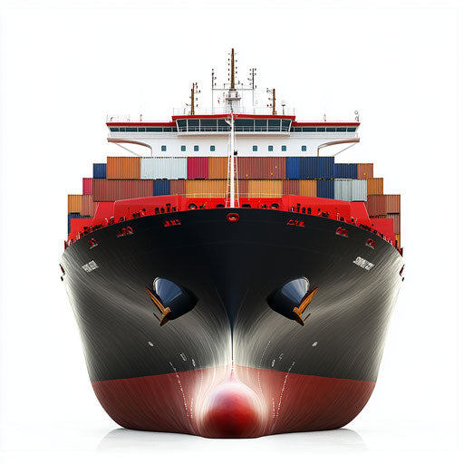 Realistic drawing of a container ship, high resolution, isolated