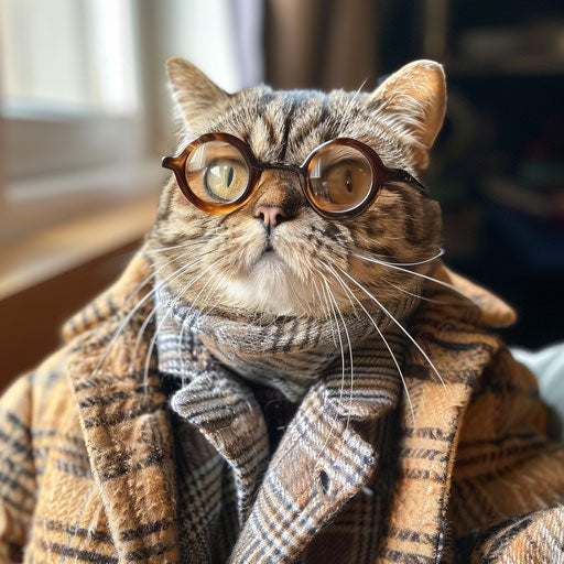 Tortoise cat dressed like a man