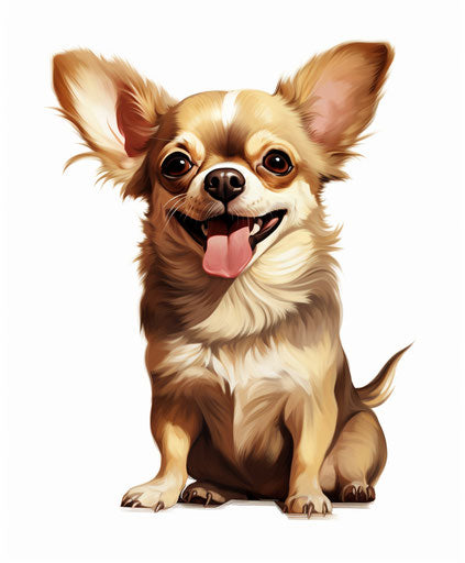 Cute chihuahua dog at home sitting on white background with tongue out