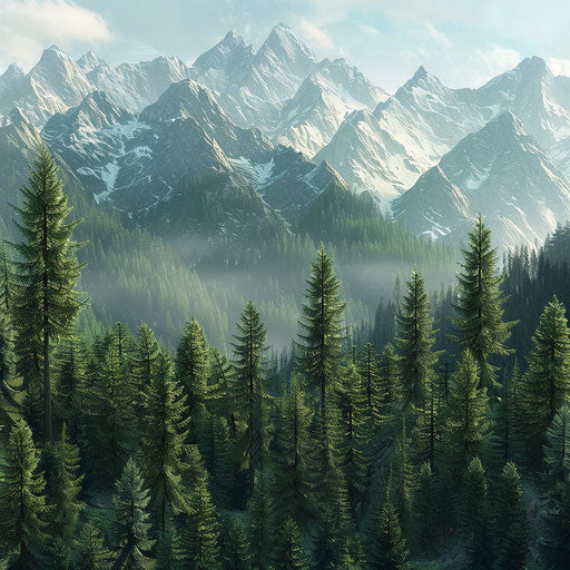 Mountainous landscape with many trees
