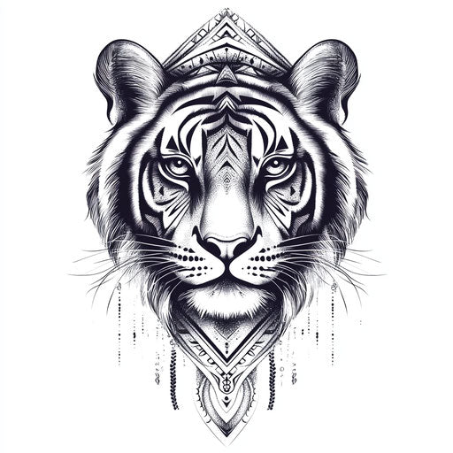 Tiger tattoo sketch hand tribal pattern white bg