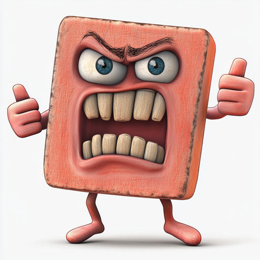 Humorous caricature of an eraser with human characteristics