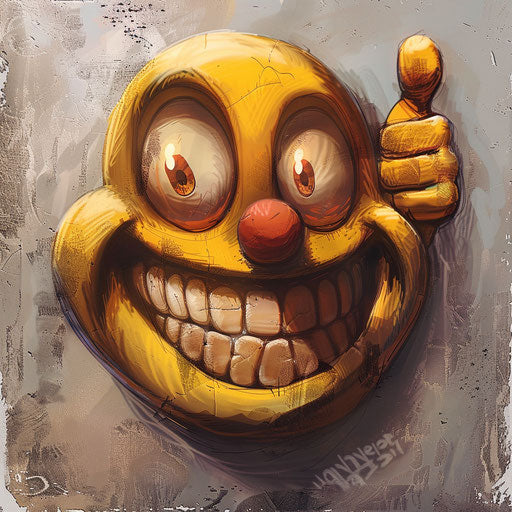 Thumbs up and smiley emoticon, goosepunk style, surprisingly absurd