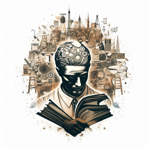 Knowledge clipart in the style of Chiaroscuro Art, on white background